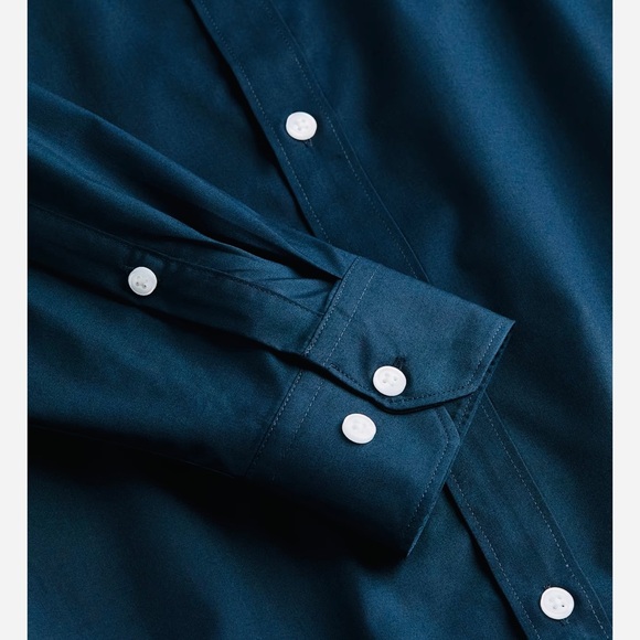 H&M button down mens navy blue Dress Shirt easy iron size small - Picture 3 of 11